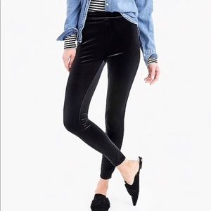 NWT J Crew Black Velvet Leggings k3653 Size L